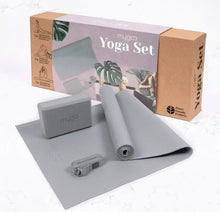 Indlæs billede til gallerivisning Komplet Yoga Sæt - Grå | Måtte, Rem & Blok gauasha.com