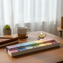 Indlæs billede til gallerivisning Chakra meditationslys - store 5,5 cm fyrfadslys med dufte gauasha.com
