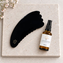Indlæs billede til gallerivisning Body Gua Sha kit inkl. naturlig olie - Obsidian gauasha.com
