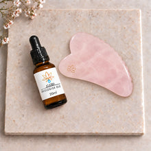 Indlæs billede til gallerivisning Gua Sha kit – Aya i A-grade rosakvarts med jojobaolie gauasha.com
